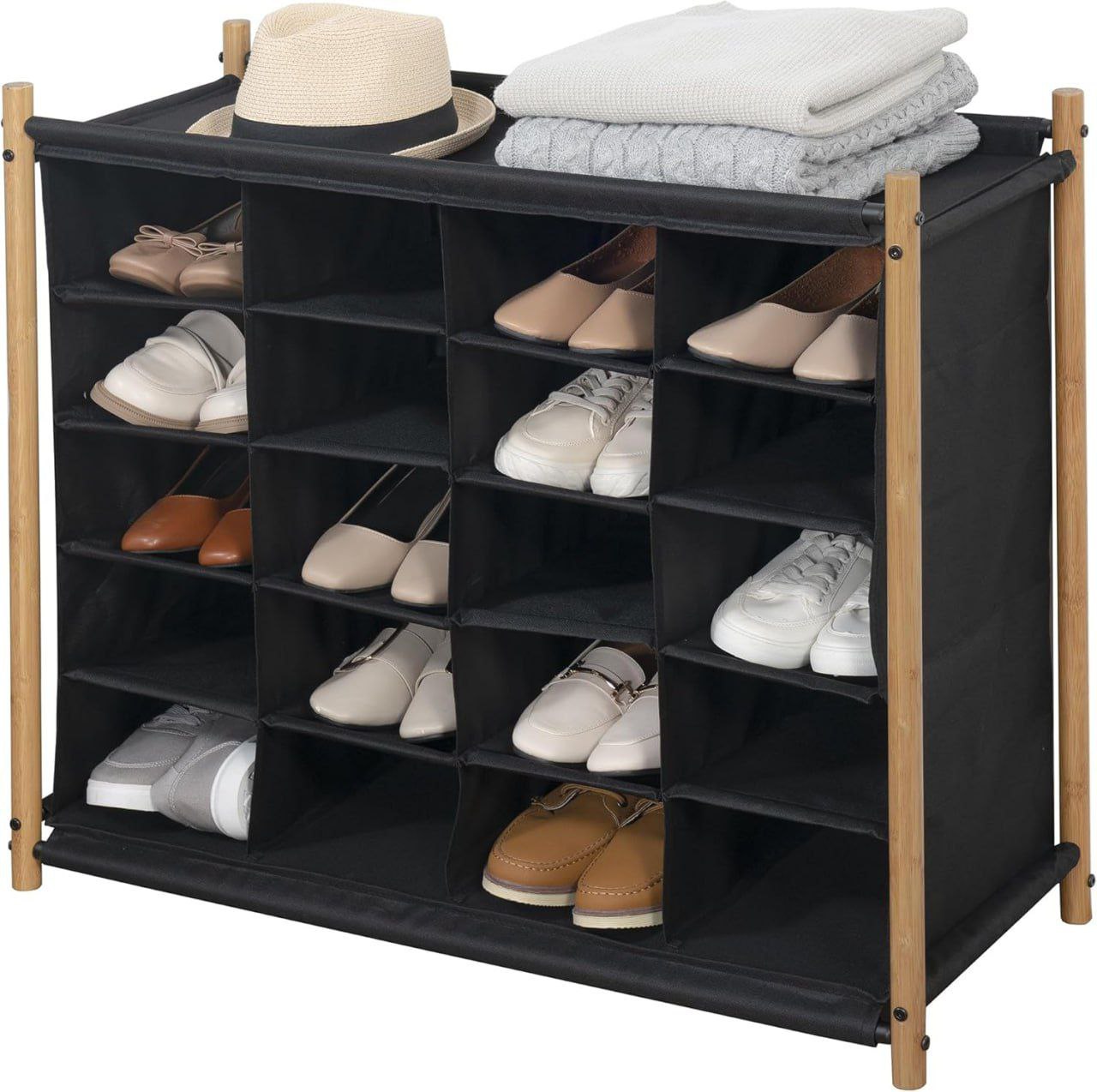 Shoe Cubby with Bamboo Frame